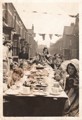 Beryl Story (fourth child from front, on left of picture): 'Barnard Street was a lovely street to live in. I wasn't really aware of the war; I was more interested in my friends.'