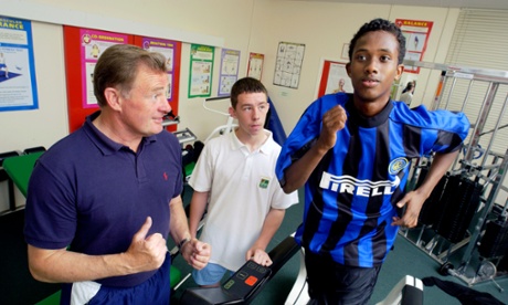 Student running on treadmill