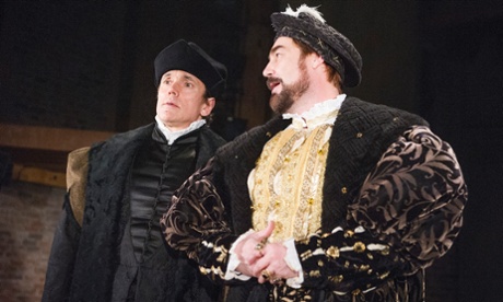 Ben Miles (Thomas Cromwell) and Nathaniel Parker (Henry Vlll) in Bring Up The Bodies at the Aldwych theatre in London.