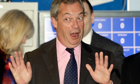 Ukip leader Nigel Farage, during a visit to the Respondez contact centre, in Hartlepool, during a General Election campaign visit