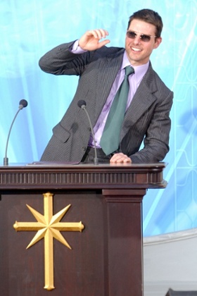 Tom Cruise at the official opening of a Scientology church in Madrid, 2004.