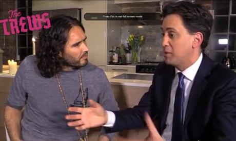 Screengrab of Russell Brand interviewing Ed Miliband