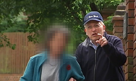 Lord Janner (right) filmed outside his house in in 2014. The peer was diagnosed with Alzheimer’s disease in 2009 and requires round-the-clock care.