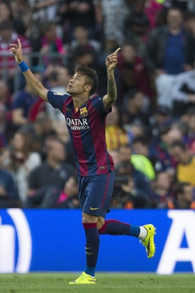 Neymar celebrates after scoring the 3rd