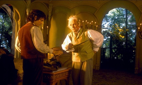 Elijah Wood and Ian Holm in The Lord of the Rings: The Fellowship of the Rings