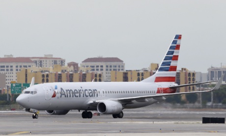 American Airlines Boeing 737 taxis before taking off at Miami International Airport.