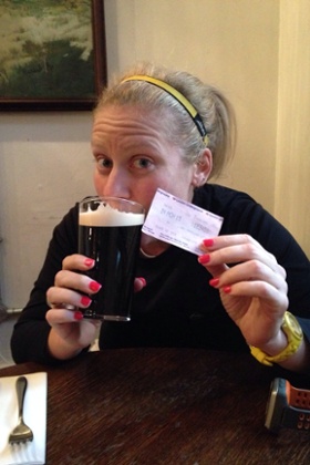 Celebratory post-Underground marathon beer