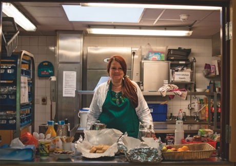 Sandra Harding volunteering at a food bank