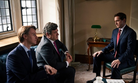 Mark Gatiss as Peter Mandelson, Ian Grieve as Gordon Brown and Bertie Carvel as Nick Clegg in Coalition.