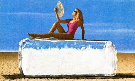 woman on giant ice cube The Refreshest, Part II, 1990/2015