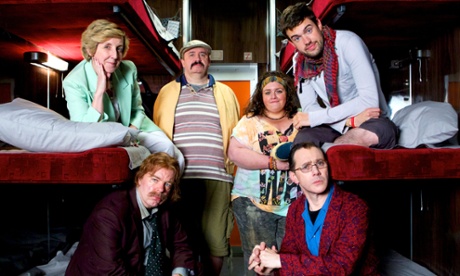 La Couchette with Kath (Julie Hesmondhalgh), Jorg (Steve Pemberton), Les (Mark Benton), Shona (Jessica Gunning), Maxwell (Reece Shearsmith) and Hugo (Jack Whitehall).