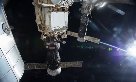 A Progress cargo vessel docked at the International Space Station in January 2014.