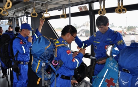 China’s Blue Sky Rescue Team arriving in Nepal