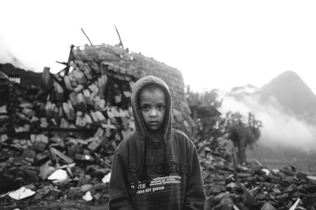 A young boy in a rural area just outside Kathmandu