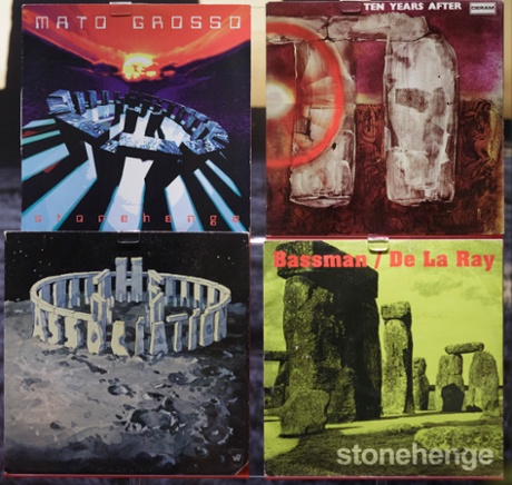 A selection of record sleeves on display at Stonehenge visitor centre as part of the exhibition.