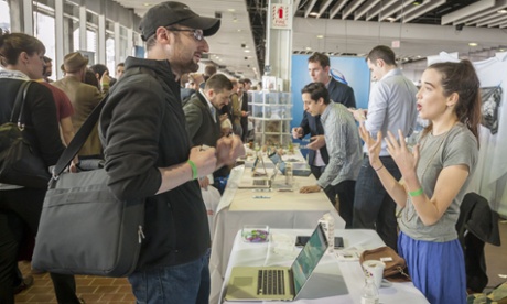 Visitors and job seekers at the TechDay New York event earlier this year. Diversity remains a problem in the male-dominated tech industry.