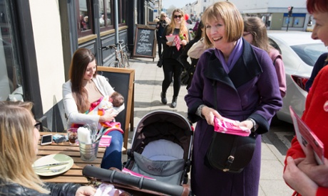 Labour's Harriet Harman campaigning in Leamington Spa, Warwickshire.