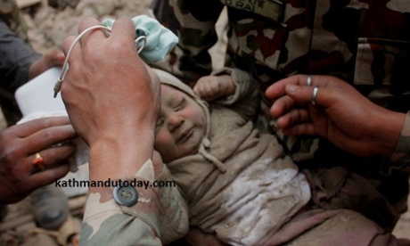 A baby boy was recovered alive