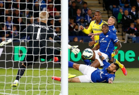 Didier Drogba shoots wide of goal.