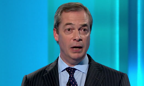 Nigel Farage as Leanne Wood tells him he should be ashamed.