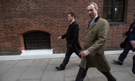 Nigel Farage arrives in Marsham Street to give his speech on Ukip's immigration policy last month.