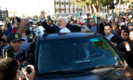 Mohammad Javad Zarif receives a hero's welcome in Tehran.