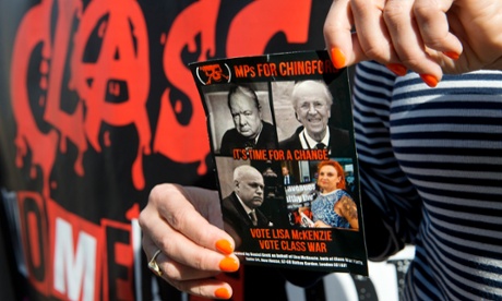 Lisa McKenzie with a Class War campaign leaflet