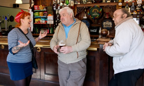 Lisa McKenzie wuth two drinkers at a pub in Woodford.