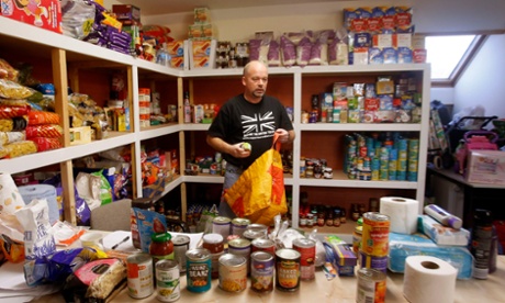 Volunteer William Forey at Drumchapel food bank near Glasgow.