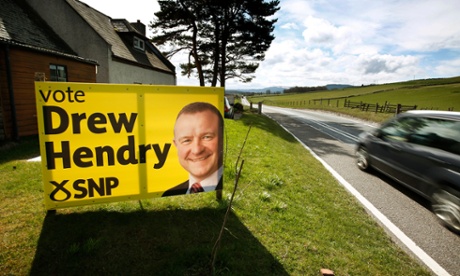 A poster for the SNP candidate, Drew Hendry.