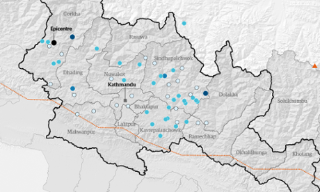Nepal earthquake map