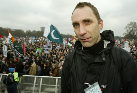 Will Self at an anti-war rally in Hyde Park, London, February 2003.