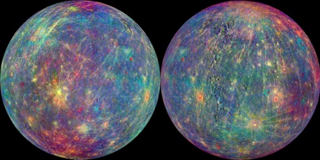 Images of the planet Mercury from the Messenger Spacecraft before it crashed onto the planet.