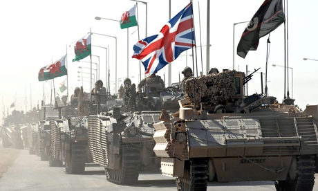 British armoured vehicles roll out of Basra, Iraq, in 2007