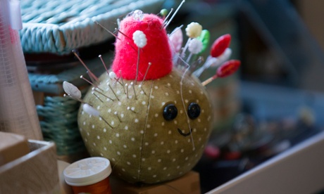 A friendly pin cushion in the Felt Mistress's studio