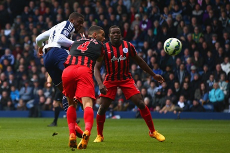 Victor Anichebe pulls a goal back for West Brom.