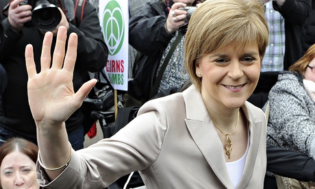 Scotland's first minister Nicola Sturgeon joins a rally against the Trident nuclear programme in the