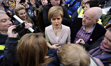 Nicola Sturgeon joins protesters taking part in a rally against the Trident nuclear programme in the