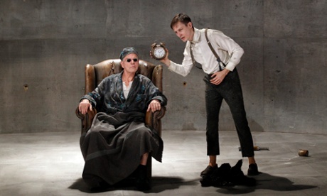 Colin Friels (Hamm) and Luke Mullins (Clov) in Melbourne Theatre Company's Endgame.