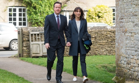 David Cameron, and wife Samantha  arrive to attend Easter Sunday service at St Nicholas church in the village of Chadlington