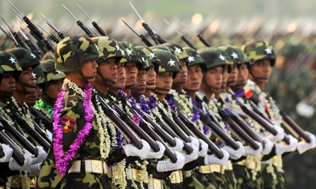 Burmese soldiers on military parade.
