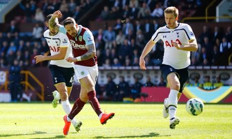Burnley's Danny Ings has a shot on goal.