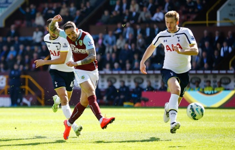 Danny Ings has a shot on goal.