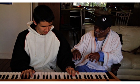Clark Terry, right, and Justin Kauflin in a still from the 2014 film Keep on Keepin’ on