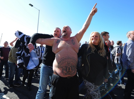 Newcastle fans arrive at the Stadium of Light.