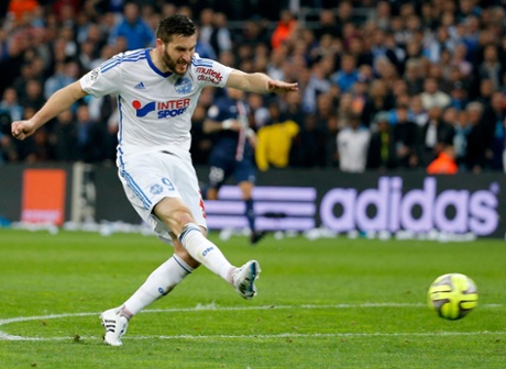 Andre-Pierre Gignac drives in Marseille's second.