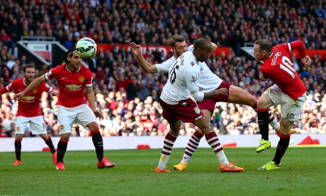 Wayne Rooney scores Manchester United's brilliant second goal against Aston Villa.