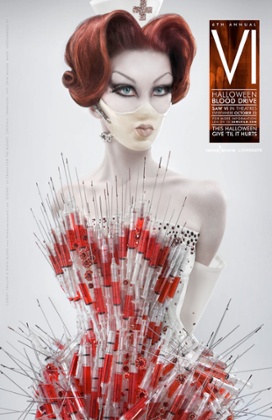 A poster for the Saw V blood drive