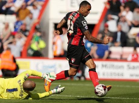 Callum Wilson rounds Randolph and scores the equaliser for Bournemouth.
