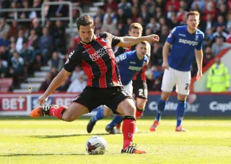 Yann Kermorgant scores the third goal from the penalty spot to put Bournemouth in front and, as it stands, to the top of the table.